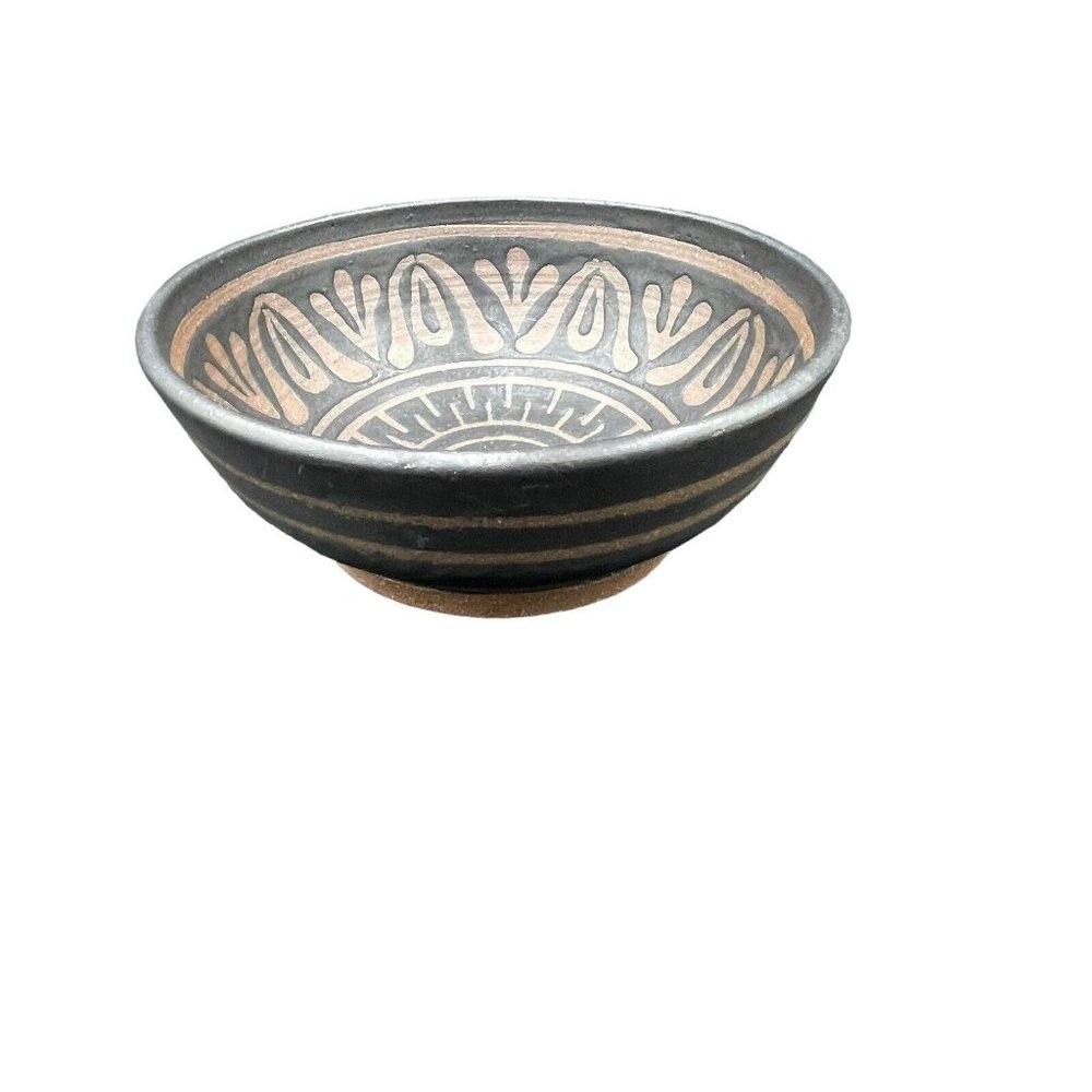 Vintage Mid Century Modern Studio Pottery Bowl Earthtone Signed Rita Sharon 8”